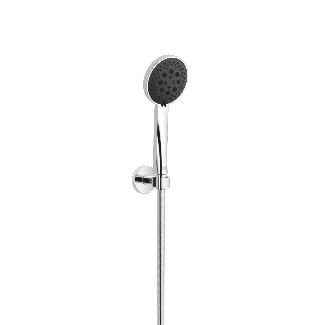 Dornbracht Schlauchbrausegarnitur SERIENSPEZIFISCH Chrom - Brausekopf Ø100 mm, dreifach/fünffach verstellbar, max. Durchfluss 15 l/min bei 3 Bar, Metallschlauch 1250 mm mit Verdrehschutz