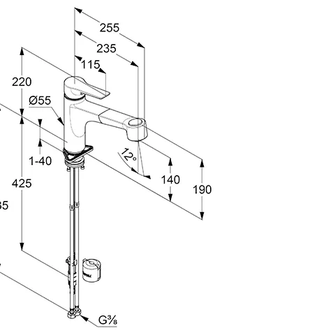 Kludi MIX Spültisch-EHM DN 15 herausz. Brause Geschl. Hebel chrom