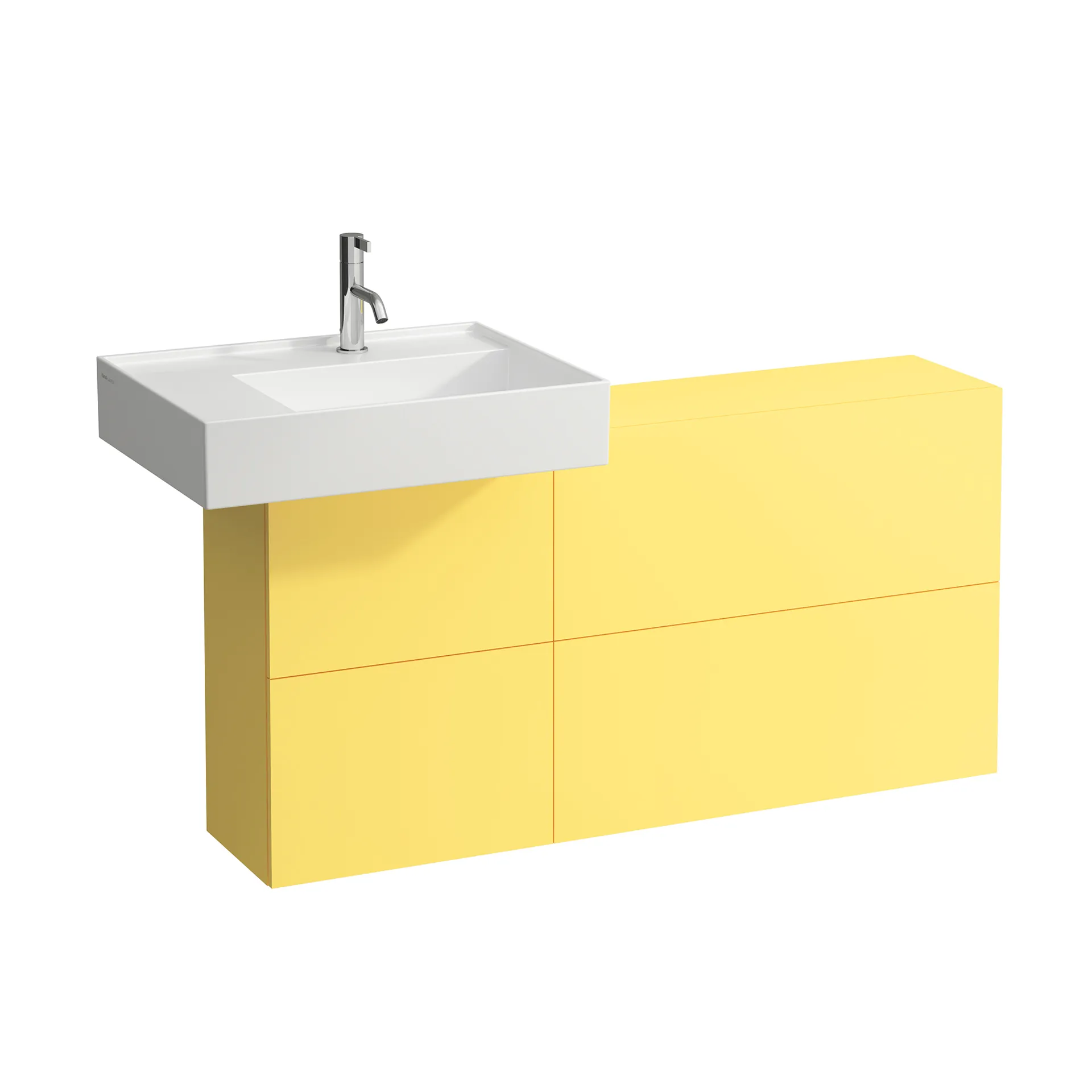 Laufen Waschtischunterbau „Kartell“ 270 × 610 × 1200 mm Senfgelb, links Laufen Waschtischunterbau „Kartell“ 270 × 610 × 1200 mm Senfgelb, links