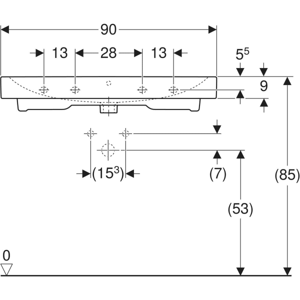 Wandwaschtisch „iCon“, rechteckig 90 × 48,5 cm in weiß alpin Wandwaschtisch „iCon“, rechteckig 90 × 48,5 cm in weiß alpin