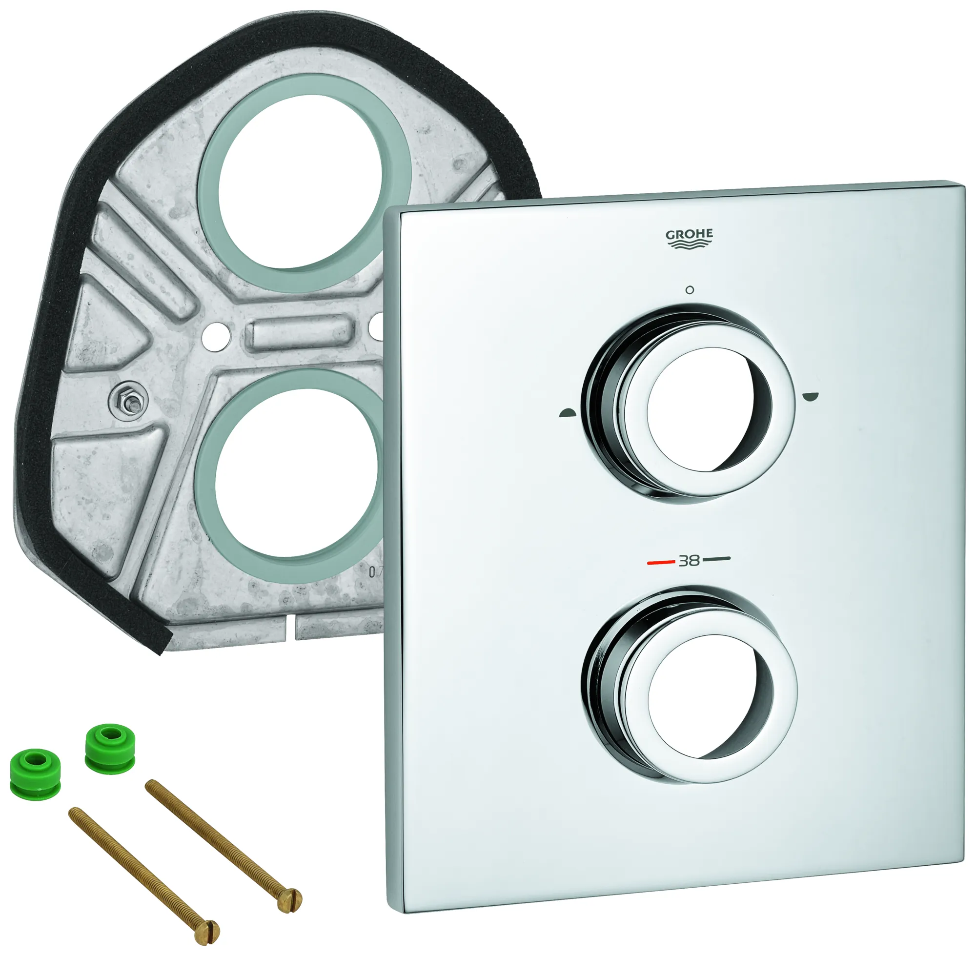 Rosette 47901, für Grohtherm F THM Rapido mit integrierter 2-Wegeumstellung für Wanne oder Brause mit mehr als einem Abgang, chrom Rosette 47901, für Grohtherm F THM Rapido mit integrierter 2-Wegeumstellung für Wanne oder Brause mit mehr als einem Abgang, chrom