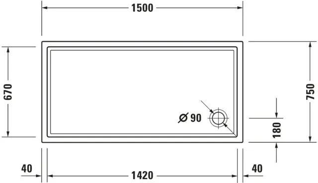 Duravit rechteck Duschwanne „Starck Slimline“ 150 × 75 cm 