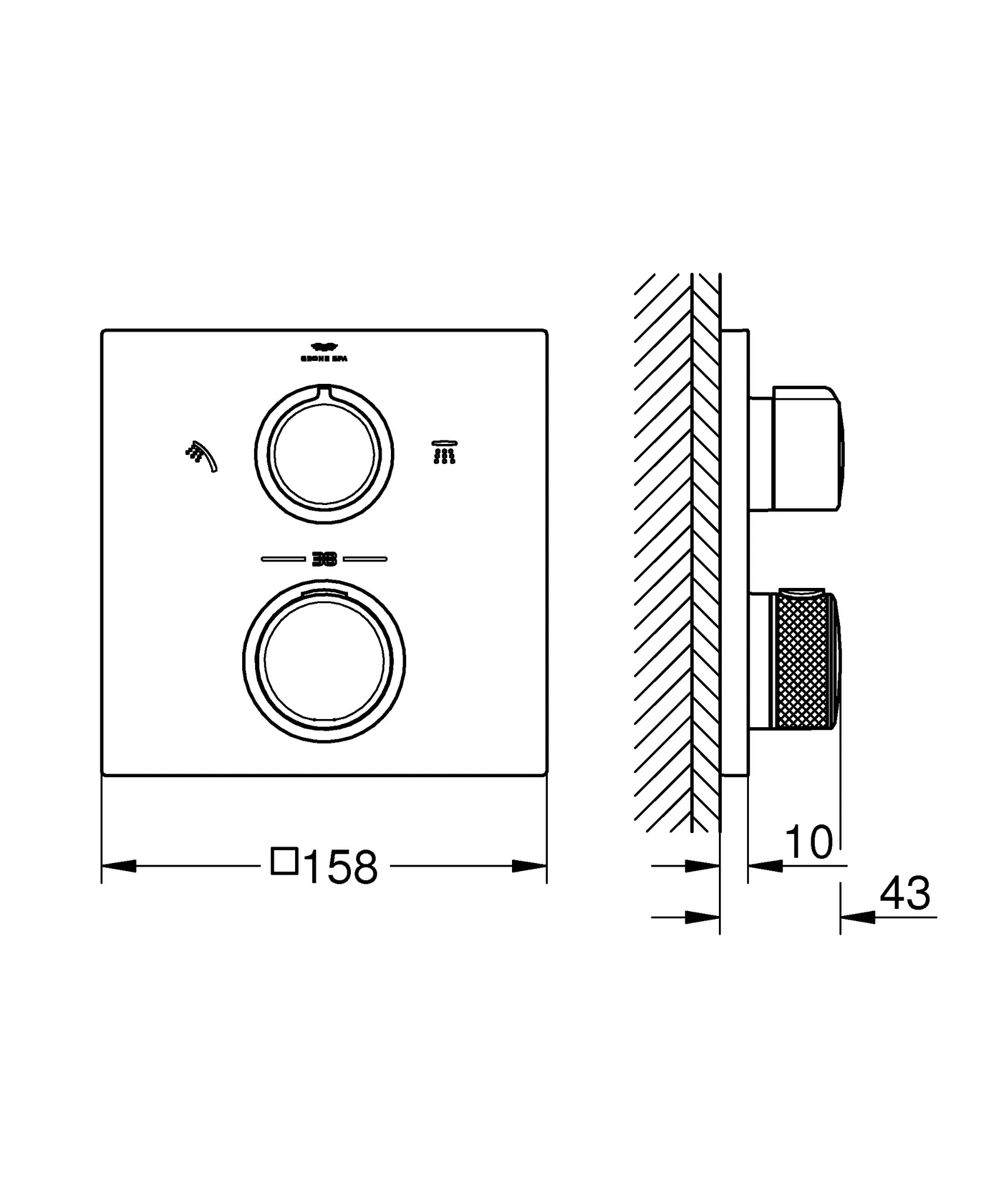 Grohe Allure Thermostat-Brausebatterie mit integrierter 2-Wege-Umstellung, Fertigmontageset für Rapido SmartBox, chrom Grohe Allure Thermostat-Brausebatterie mit integrierter 2-Wege-Umstellung, Fertigmontageset für Rapido SmartBox, chrom