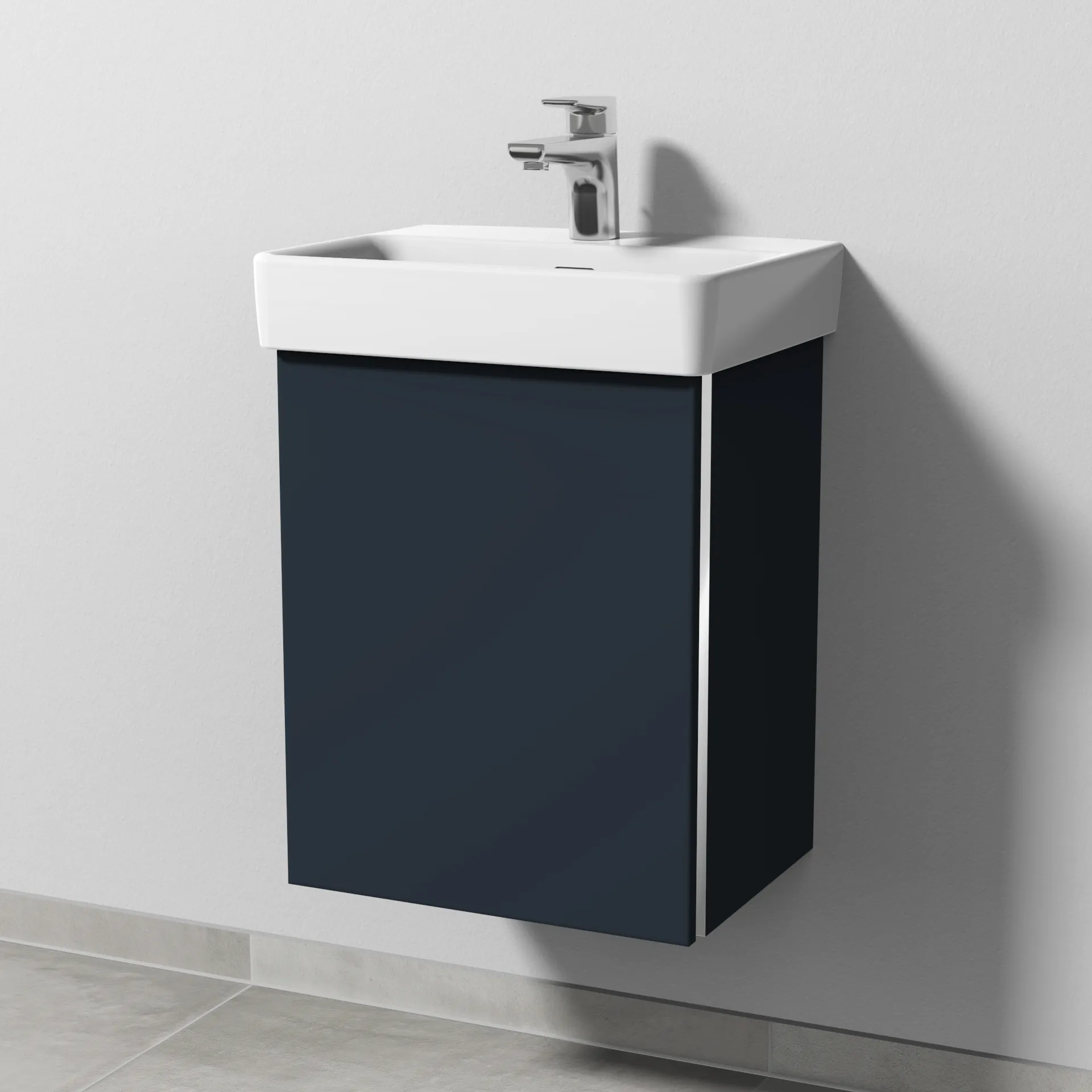 Sanipa Waschtischunterschrank „3way“ passend zu Keramik-Waschtische Pro S von 410 × 520 × 317 mm in Marine (matt), Anschlag links