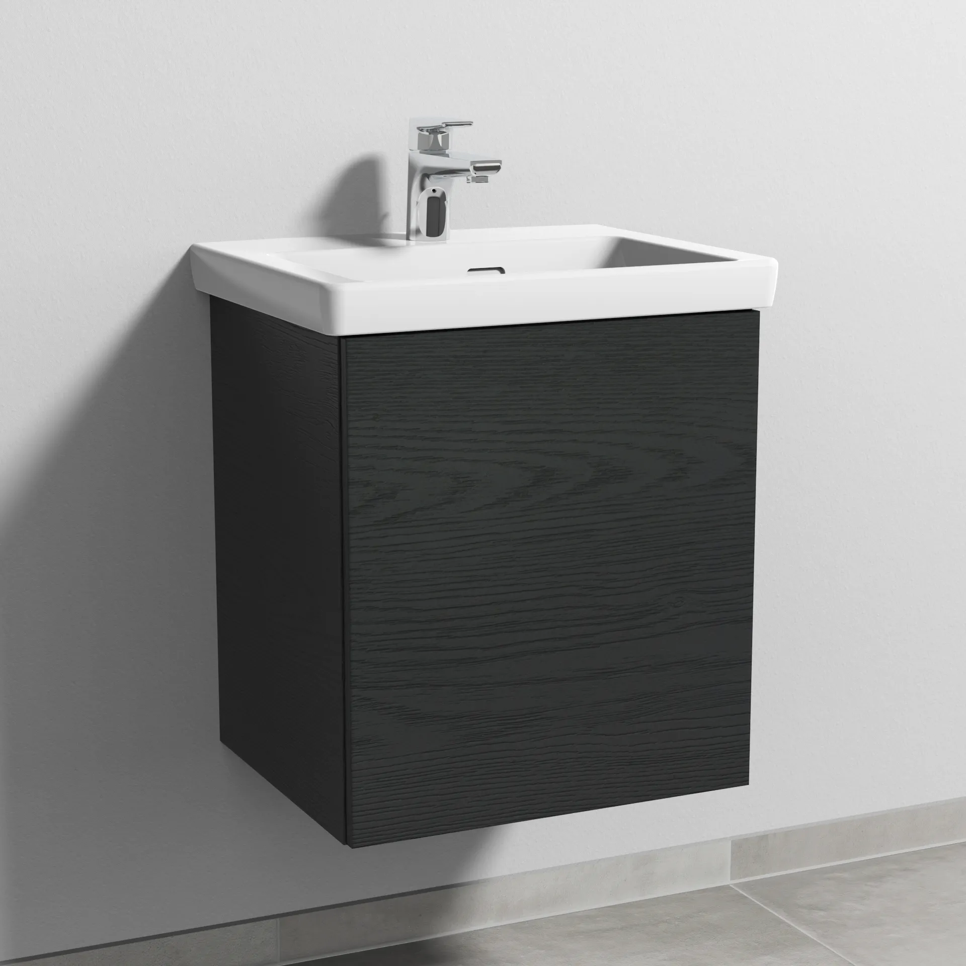 Sanipa Waschtischunterschrank „3way“ 457 × 517 × 391 mm in Black Oak, Anschlag rechts