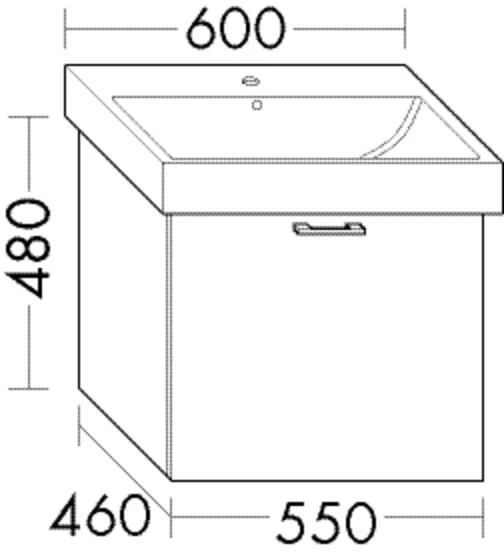 Waschtischunterschrank Sys30 von burgbad - 1 Auszug, 460x550x480 mm, PG4