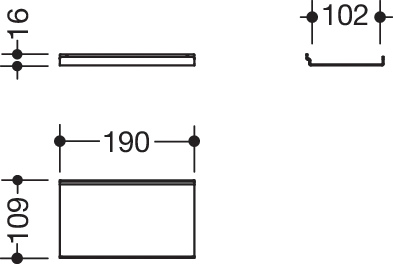 HEWI Ablage pulverbeschichtet in 19 × 1,6 × 10,2 cm