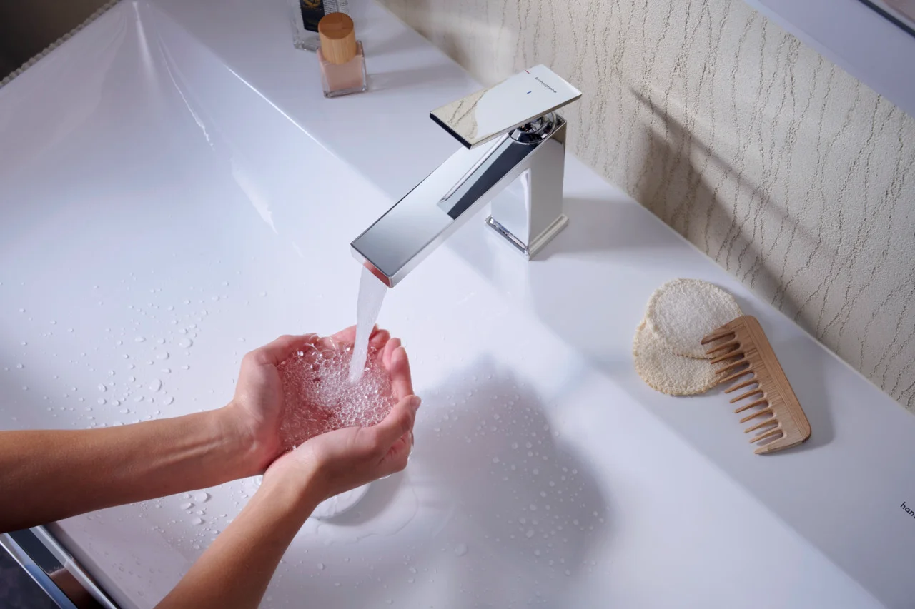 Hansgrohe Tecturis E Einhebel-Waschtischmischer 110 CoolStart EcoSmart+ mit Zugstangen-Ablaufgarnitur, Chrom