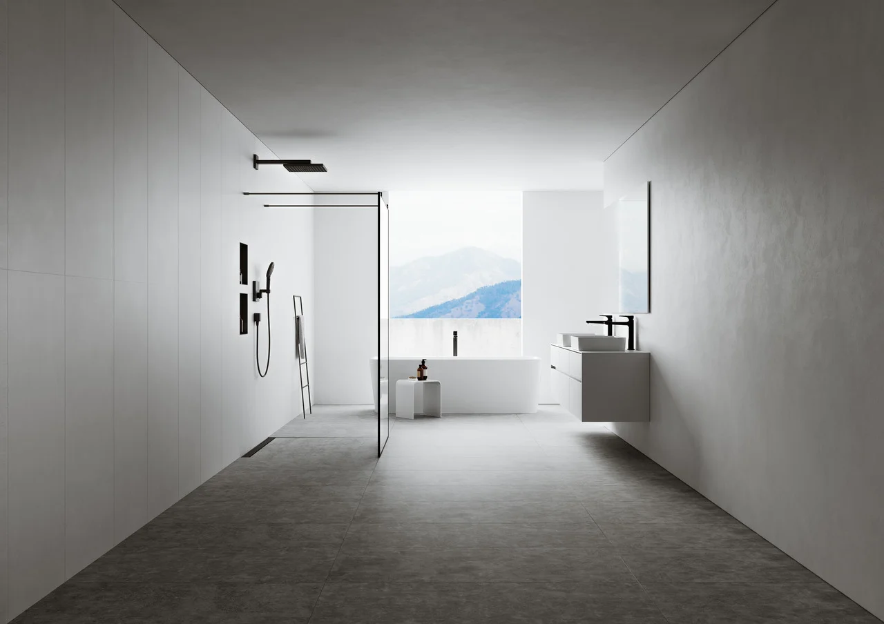 Hansgrohe RainDrain Match Duschrinne 600 mm, Mattschwarz, höhenverstellbarer Rahmen, Edelstahl V2A