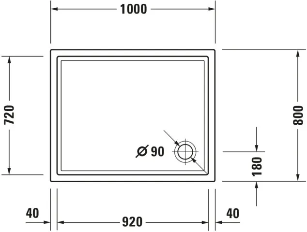 Duravit rechteck Duschwanne „Starck Slimline“ 100 × 80 cm ohne Antislip