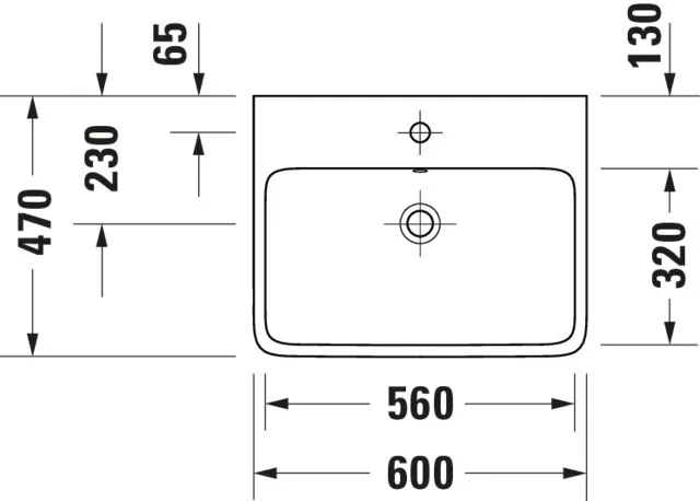 Wandwaschtisch Unterseite glasiert „Qatego“ 60 × 47 × 15 cm, ohne Hahnlochbohrung in mit HygieneGlaze