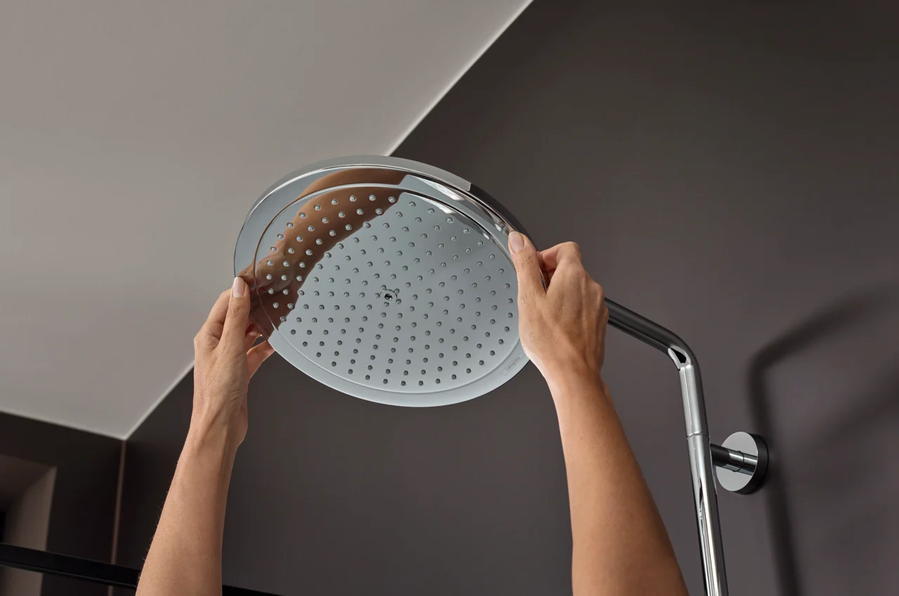 Hansgrohe Croma Select S Showerpipe 280 chrom, 1-Jet mit Thermostat, RainAir Strahl, 400 mm Brausearmlänge, höhenverstellbare Handbrausehalterung Hansgrohe Croma Select S Showerpipe 280 chrom, 1-Jet mit Thermostat, RainAir Strahl, 400 mm Brausearmlänge, höhenverstellbare Handbrausehalterung