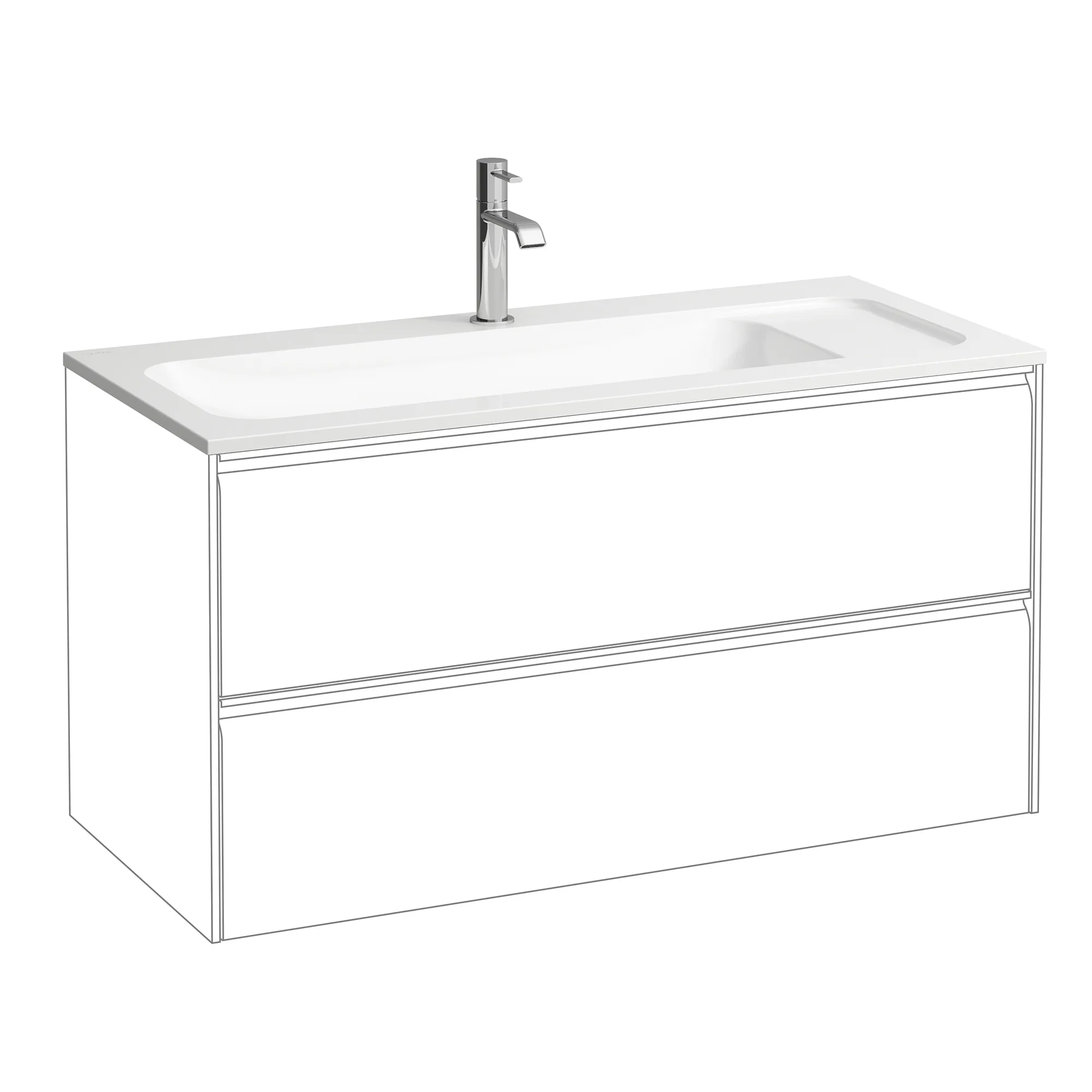 Laufen Möbelwaschtisch Slim MEDA 445x975x130 Marbond Ablage re 1 Hl o.Ül. weiß Laufen Möbelwaschtisch Slim MEDA 445x975x130 Marbond Ablage re 1 Hl o.Ül. weiß