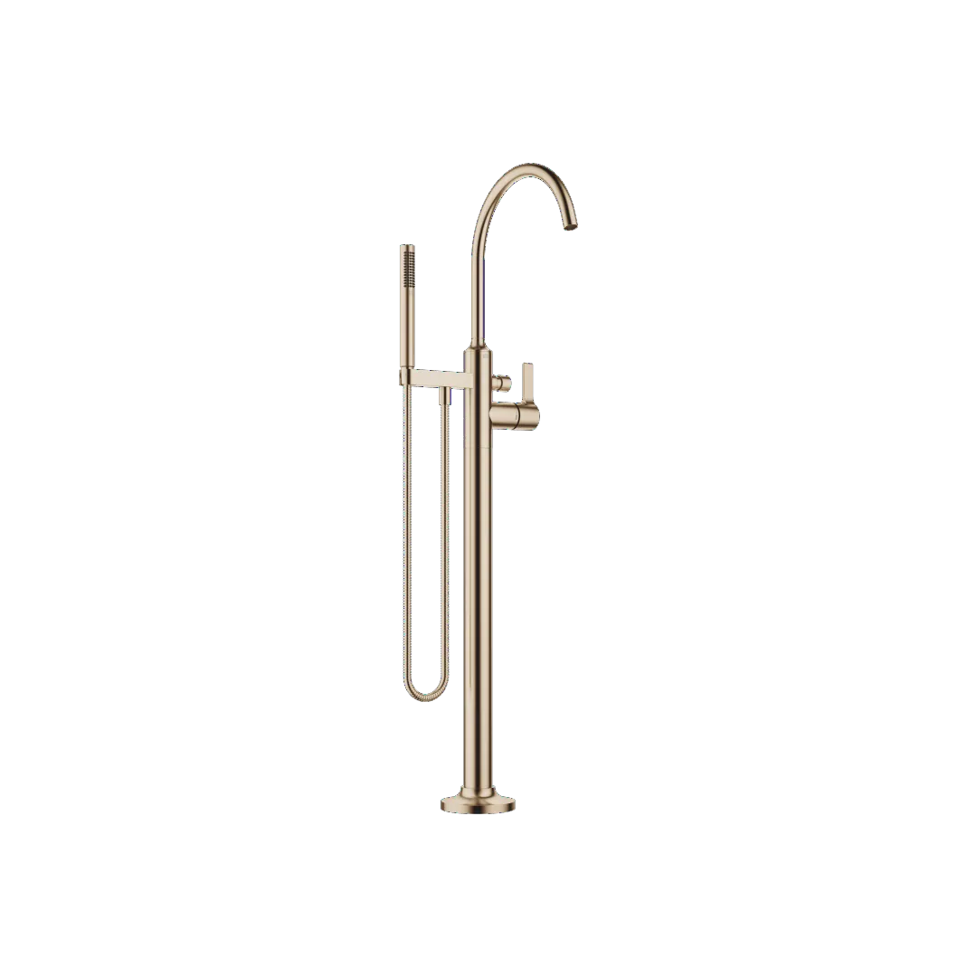 Dornbracht VAIA Wannen-EHM mit Standrohr, Champagne gebürstet (22kt Gold), Ausladung 281 mm, Höhe gesamt 1057–1127 mm, Durchfluss max. 24,6 l/min