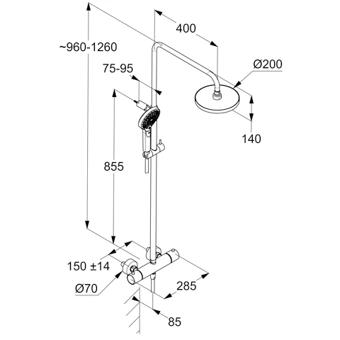 -DIVE Dive X 3S Thermostat Dual Shower System chrom