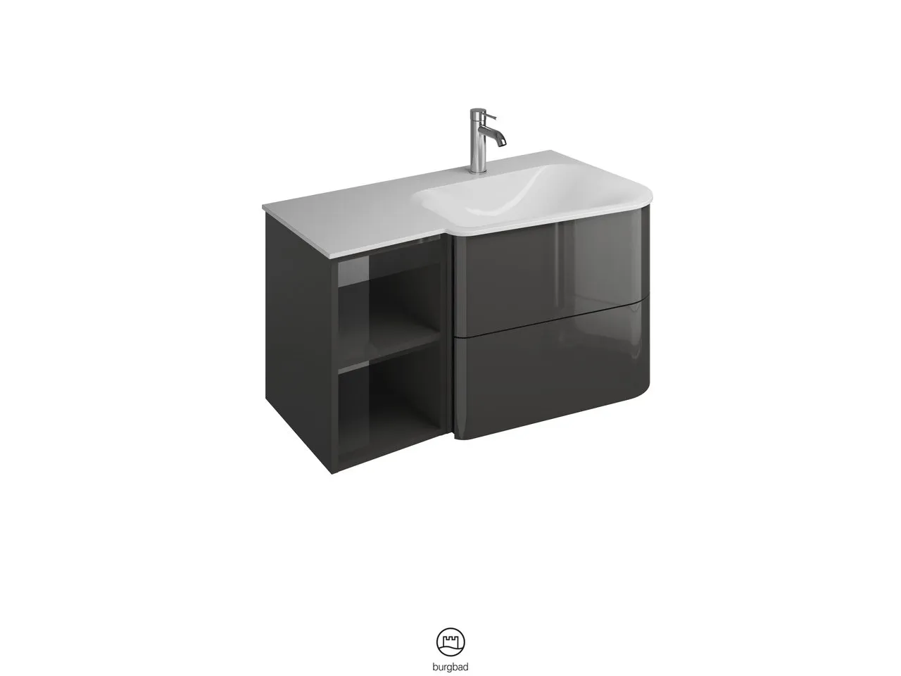 burgbad Badmöbelset „Badu“ Griffleiste, Schwarz, in Veloursgrau Softmatt burgbad Badmöbelset „Badu“ Griffleiste, Schwarz, in Veloursgrau Softmatt