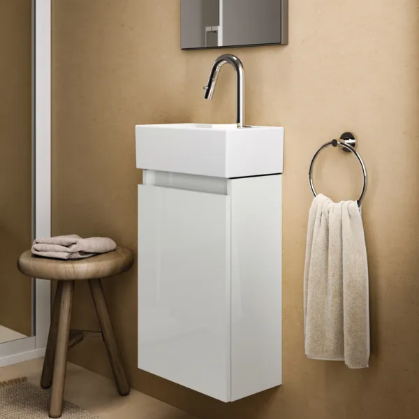 Ideal Standard Handwaschbeckenunterschrank Eurovit+ 1 Tür links 354x202x550mm Hochglanz weiß Ideal Standard Handwaschbeckenunterschrank Eurovit+ 1 Tür links 354x202x550mm Hochglanz weiß