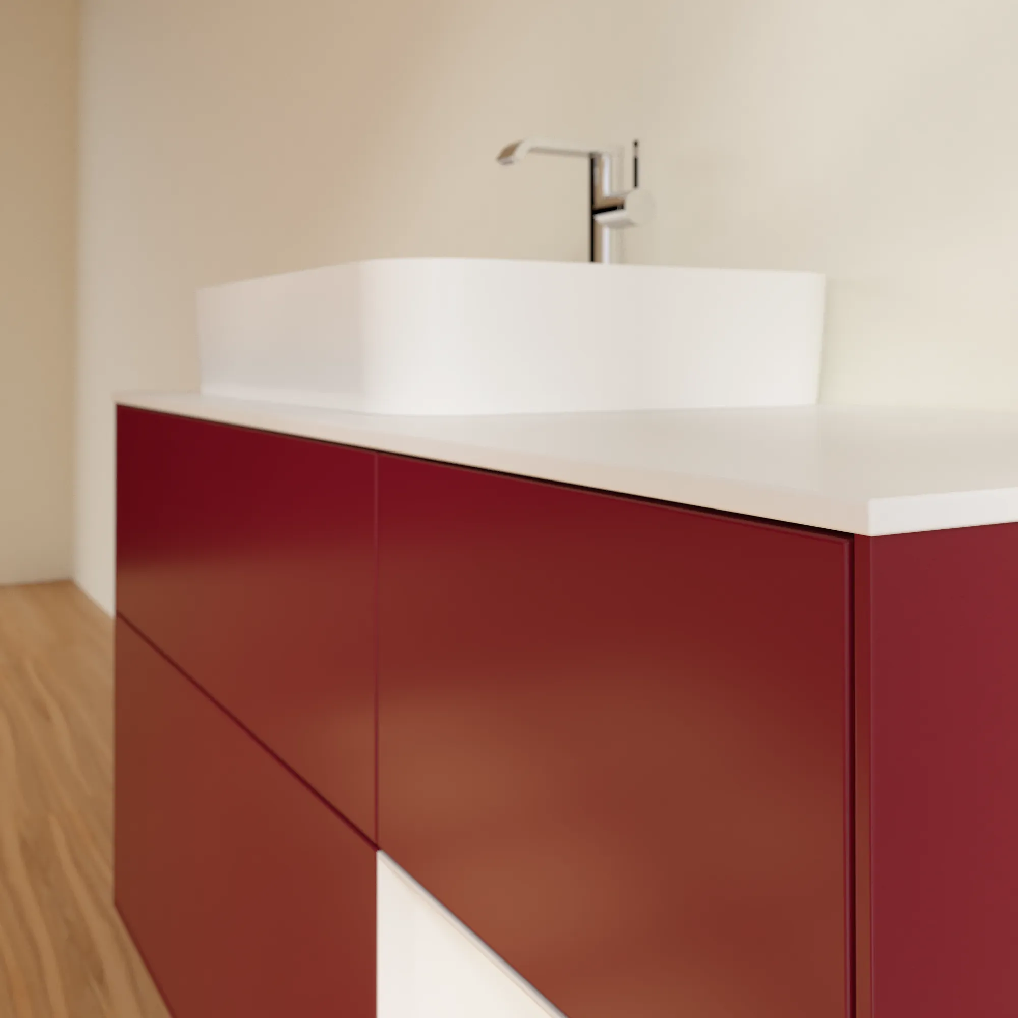 Villeroy & Boch Waschtischunterschrank „Finion“ für Schrankwaschtisch 1200 × 603 × 501 mm Peony Matt Lacquer, für Becken links Villeroy & Boch Waschtischunterschrank „Finion“ für Schrankwaschtisch 1200 × 603 × 501 mm Peony Matt Lacquer, für Becken links