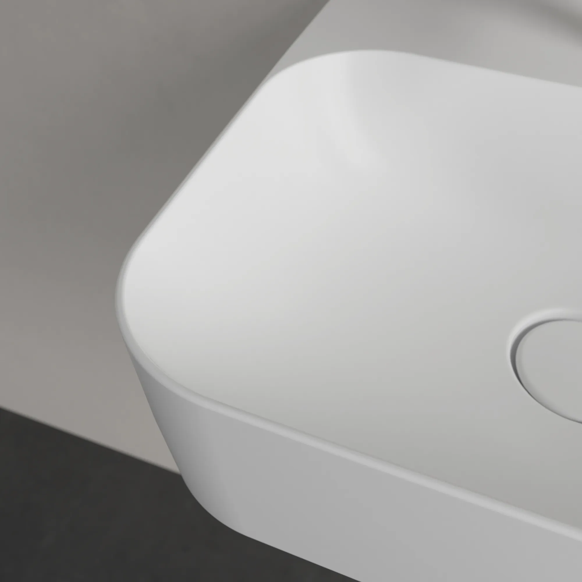 Villeroy & Boch Handwaschbecken aus TitanCeram „Finion“ 430 × 390 × 140 mm, mit Hahnlochbohrung, Hahnlochposition mittig in Stone White, mit CeramicPlus Villeroy & Boch Handwaschbecken aus TitanCeram „Finion“ 430 × 390 × 140 mm, mit Hahnlochbohrung, Hahnlochposition mittig in Stone White, mit CeramicPlus
