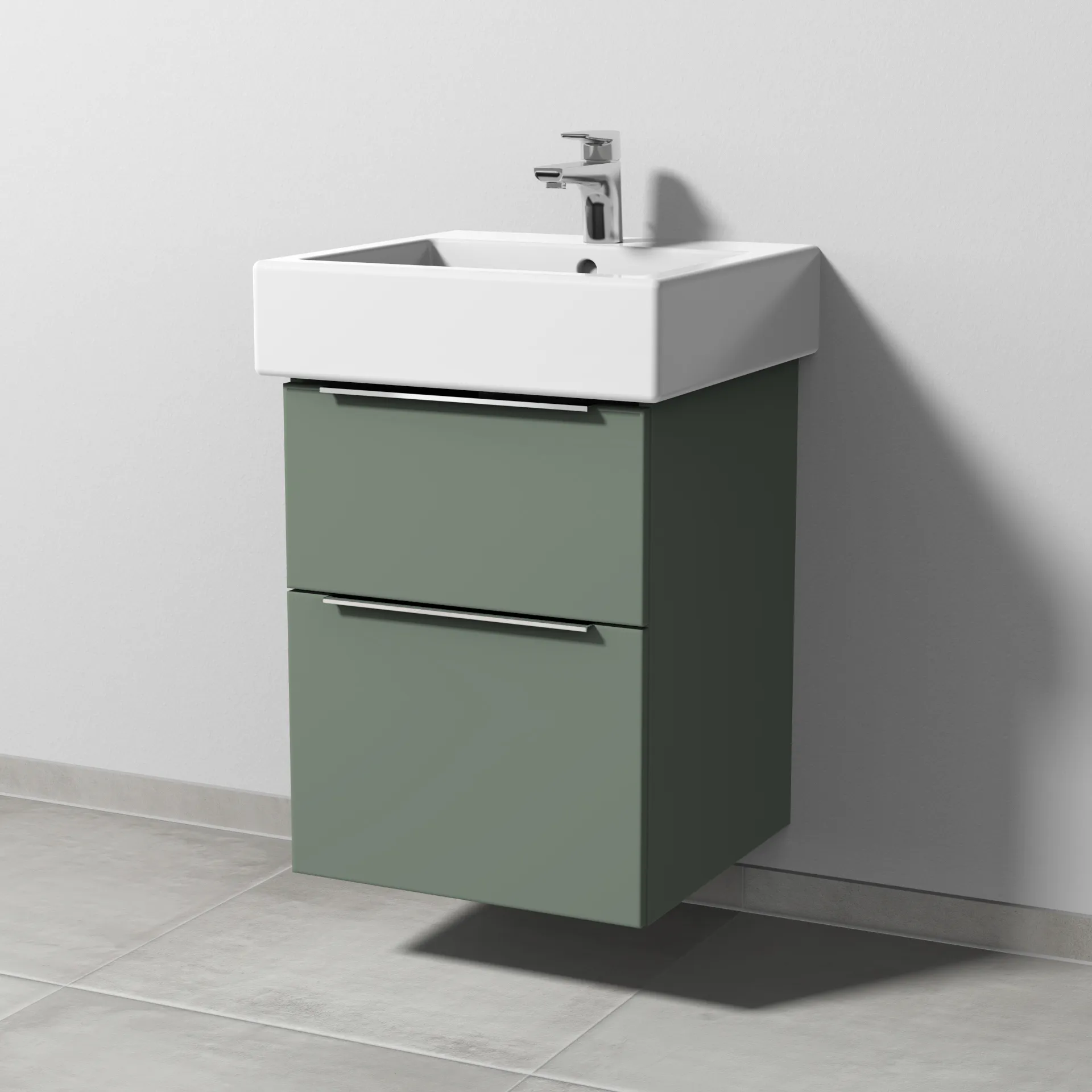 Sanipa Waschtischunterschrank „3way“ passend zu Keramik-Waschtische Vero von Duravit 450 × 593 × 447 mm in Soft-Green