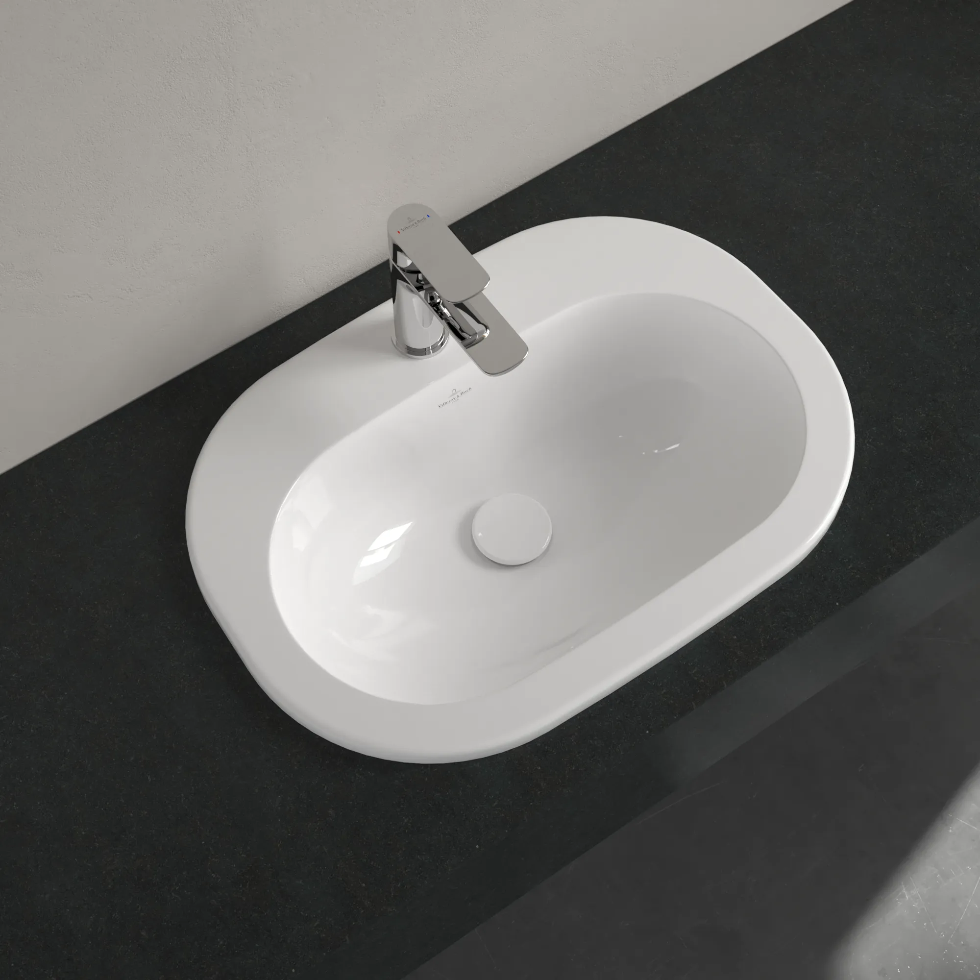 Villeroy & Boch Einbauwaschbecken O.novo, oval, weiß Alpin CeramicPlus, 560 x 405 x 200 mm, 150 mm Innentiefe Villeroy & Boch Einbauwaschbecken O.novo, oval, weiß Alpin CeramicPlus, 560 x 405 x 200 mm, 150 mm Innentiefe