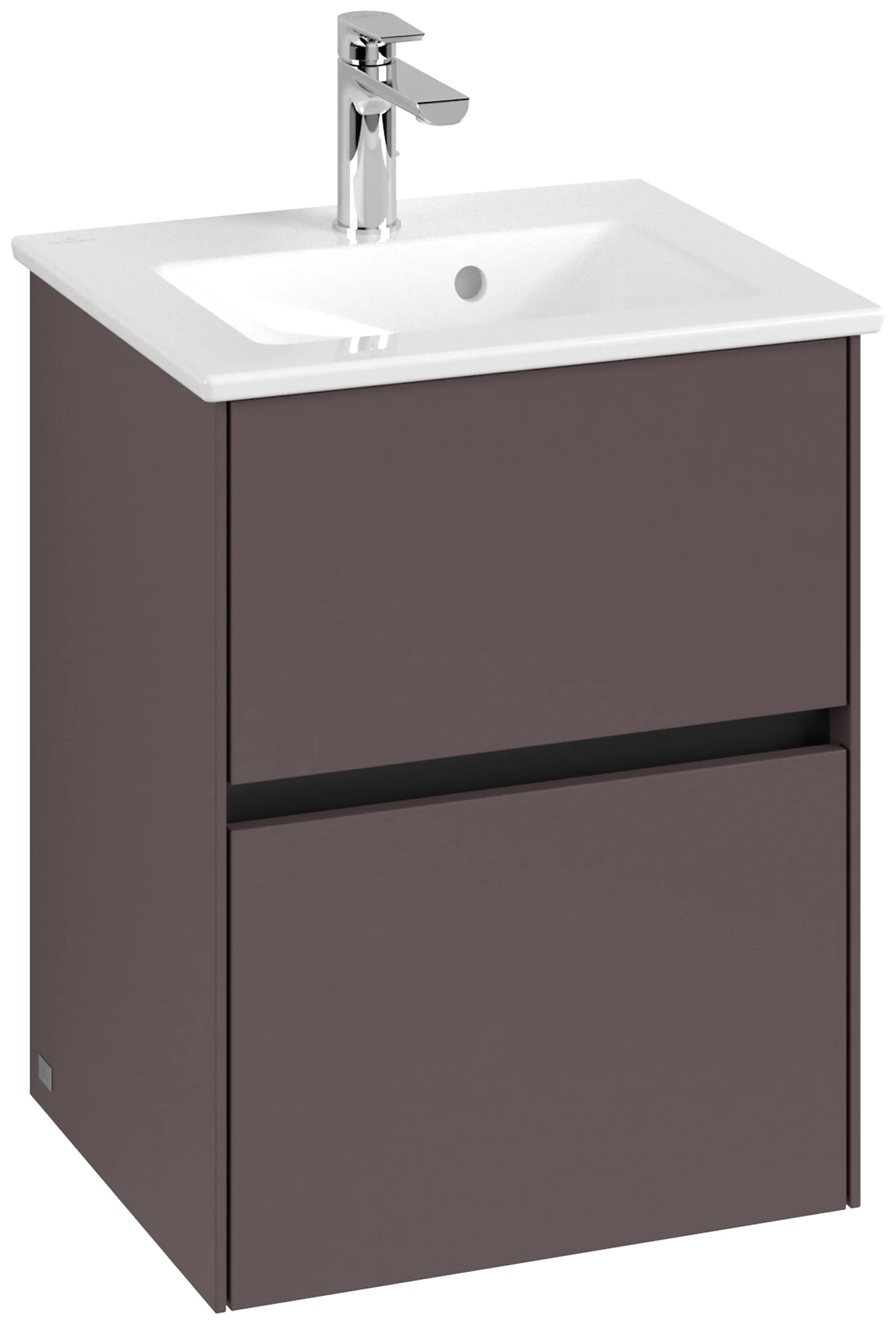 Villeroy & Boch Waschbeckenunterschrank Collaro C141B0, Eckig Dark Berry, 472x609,5x404mm, mit Beleuchtung und SoftClosing, Wandmontage
