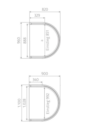 HSK teilgerahmte Runddusche Halbkreis 4-teilig pendelbar „Exklusiv“ Glas Klar hell, Profile Alu Silber-matt, B: 960 mm H: 2000 mm T: 820 mm HSK teilgerahmte Runddusche Halbkreis 4-teilig pendelbar „Exklusiv“ Glas Klar hell, Profile Alu Silber-matt, B: 960 mm H: 2000 mm T: 820 mm