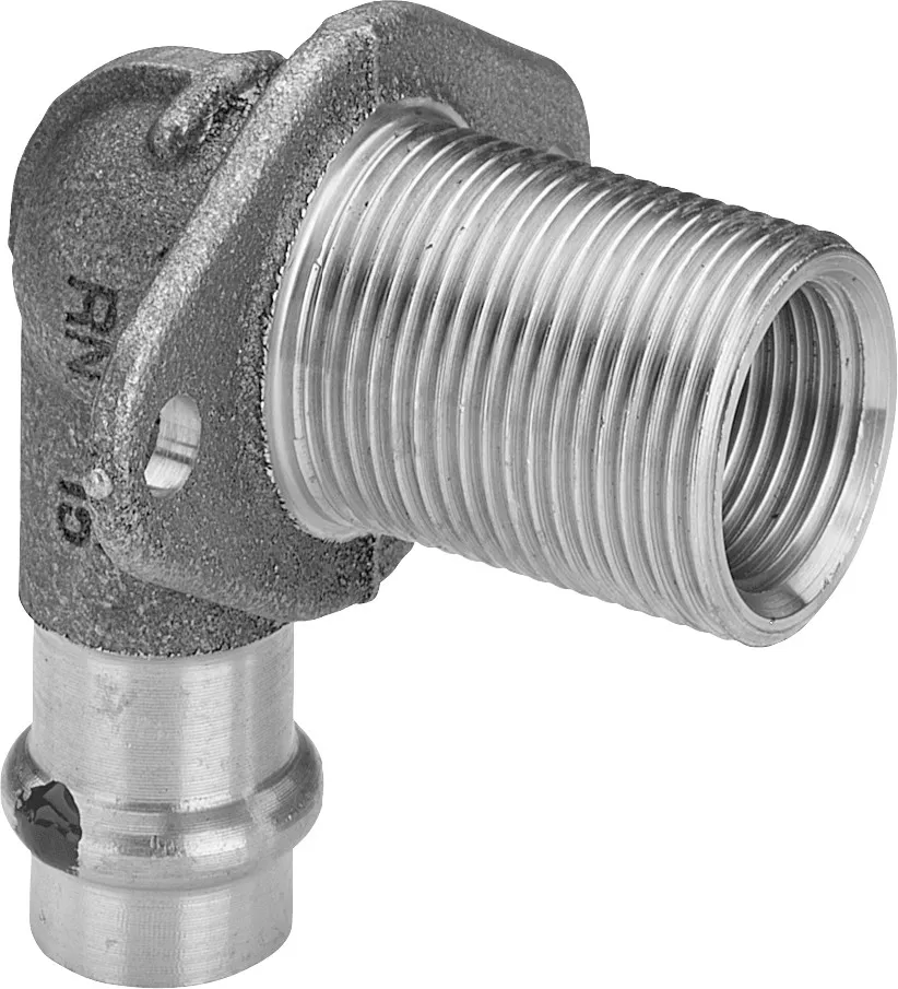 „Sanpress“ 90°-Wanddurchführung mit 1 Muffe 15 mm × 1/2″ × 3/4″ × 35 mm „Sanpress“ 90°-Wanddurchführung mit 1 Muffe 15 mm × 1/2″ × 3/4″ × 35 mm