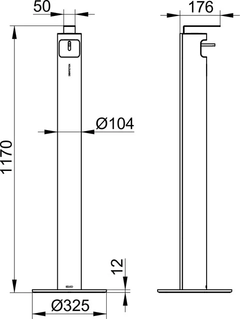 Plan 14957370400 Desinfektionsmittelspender Standmodell, ohne Fenster schwarz