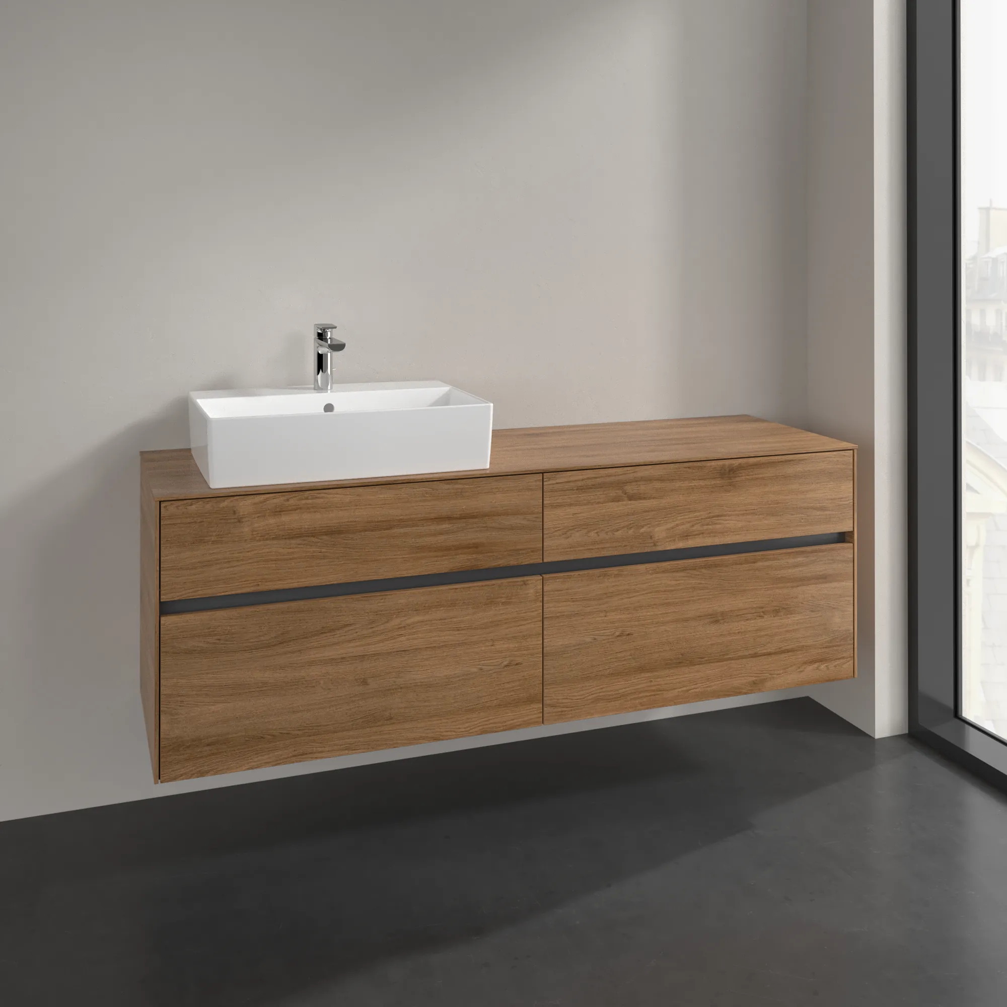 Villeroy & Boch Collaro Waschbeckenunterschrank C13500, 1600x548x500mm, Kansas Oak