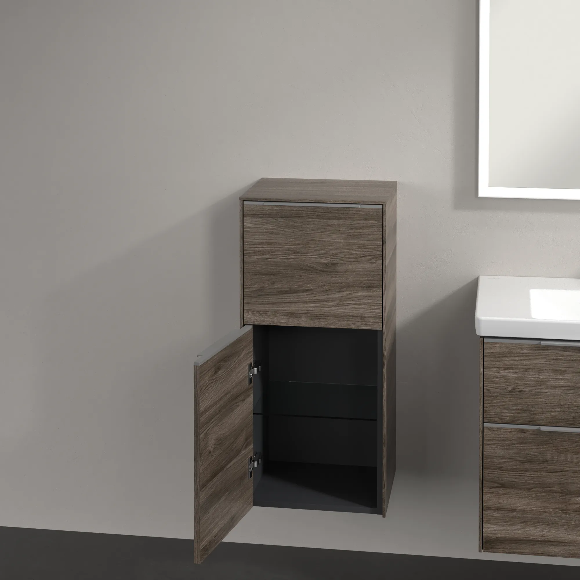 Villeroy & Boch Seitenschrank „Subway 3.0“ 40 × 86 × 36,2 × 36,2 cm 1 Auszug, 1 Tür, Anschlag (Scharnier) links, 1 Tür, Anschlag links