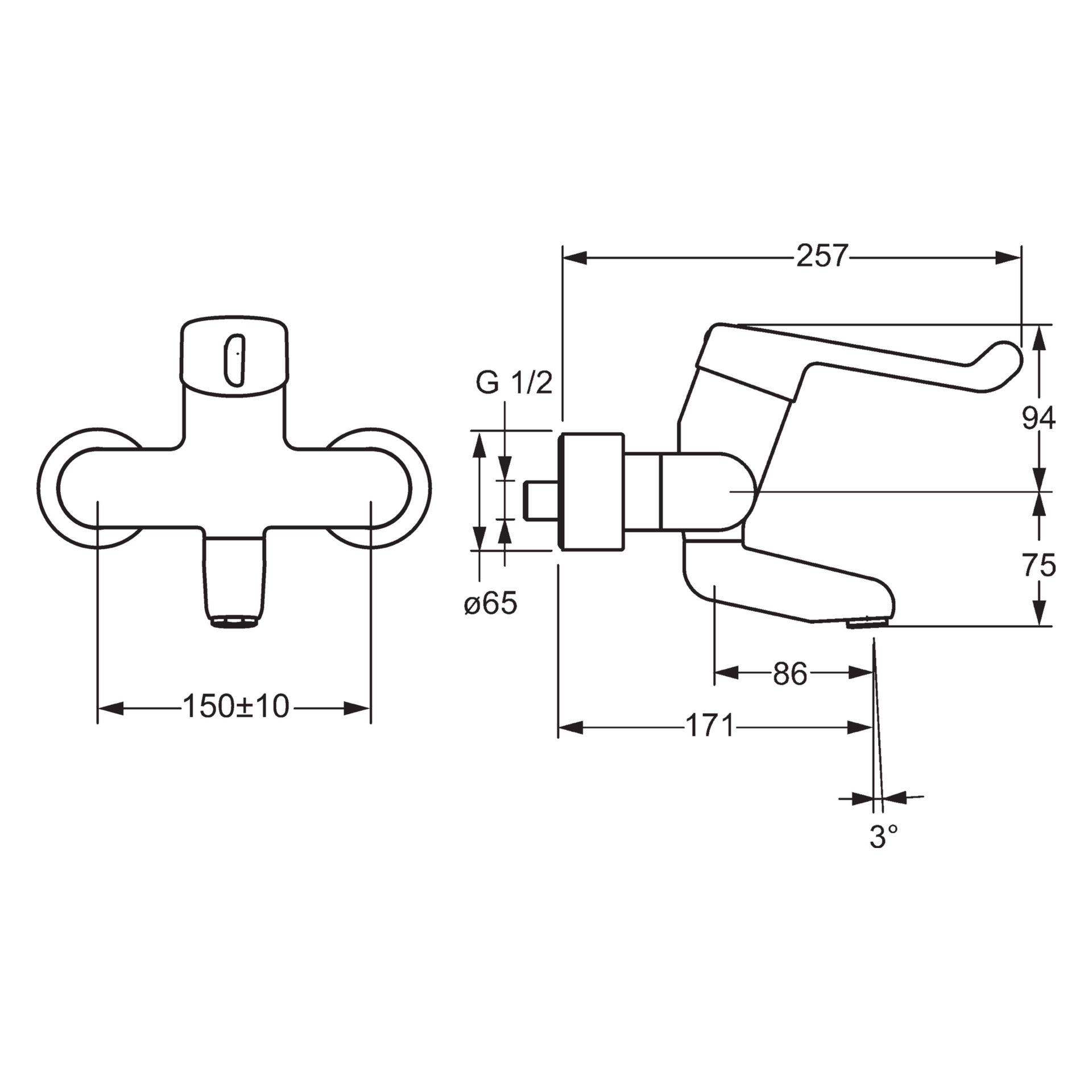 Einhand-Waschtischarmatur „Medipro“ Ausladung 171 mm in Chrom Einhand-Waschtischarmatur „Medipro“ Ausladung 171 mm in Chrom
