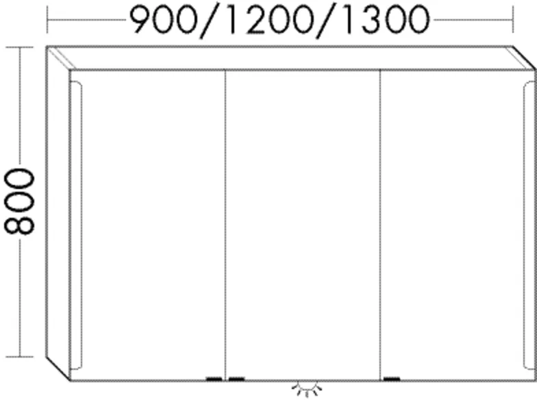 Spiegelschrank Sys30 von burgbad - beidseitig verspiegelt, LED-Beleuchtung, 170 mm tief, 1300 mm breit, 800 mm hoch