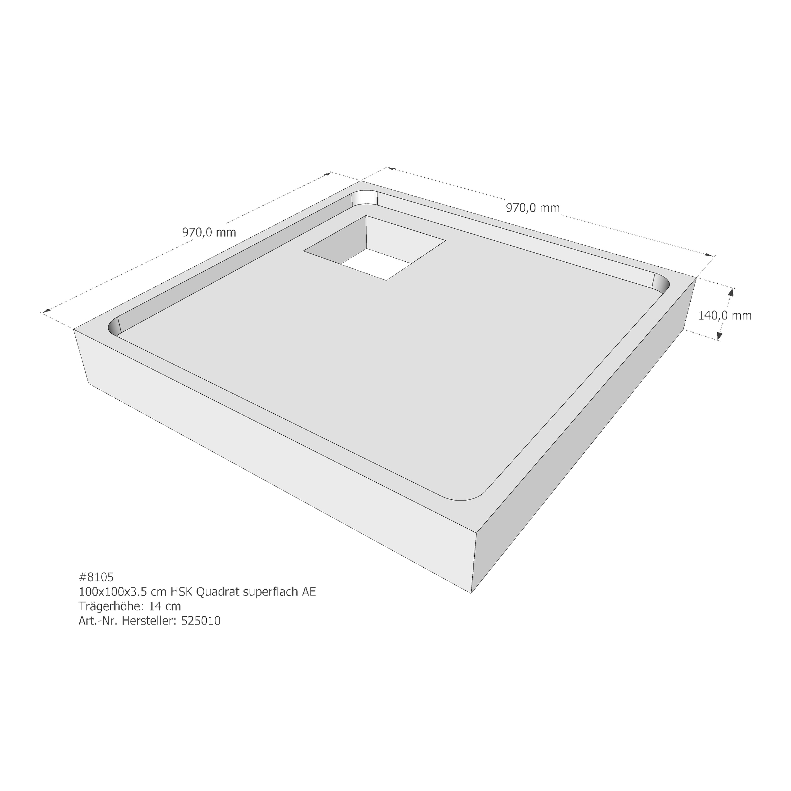 Duschwannenträger für HSK Quadrat superflach 100 × 100 × 2 cm Duschwannenträger für HSK Quadrat superflach 100 × 100 × 2 cm