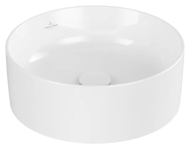 Aufsatzwaschtisch rund „Collaro“, ohne Überlauf, ohne Hahnlochbohrung ⌀ 40 × 14,5 cm in Weiß Alpin