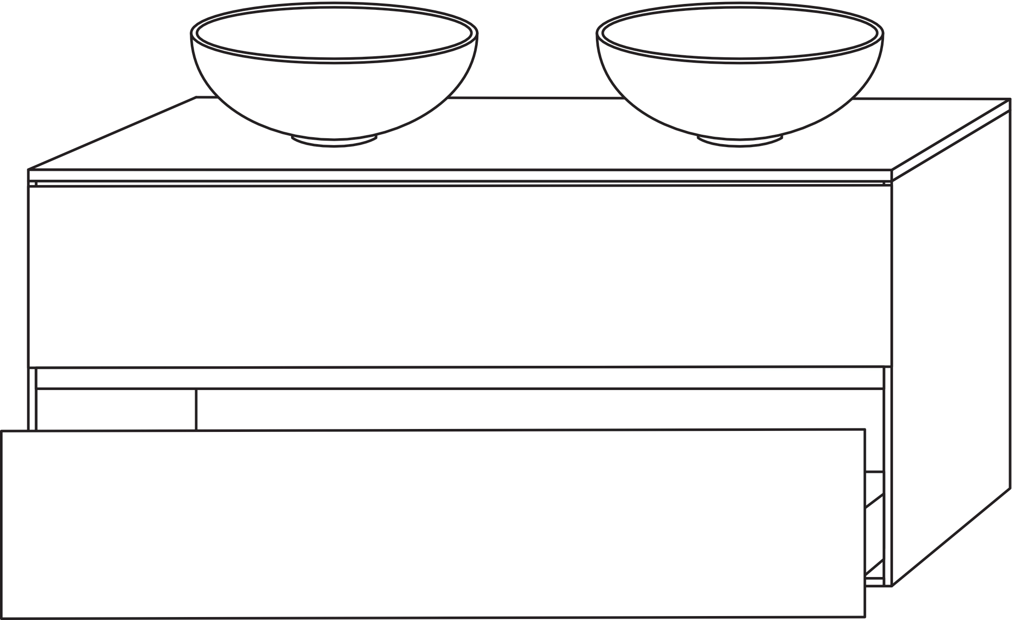 Sanipa Waschtischunterschrank „Solo One“ 1200 × 561 × 520 mm in White Oak, ohne Hahnlochbohrung, Becken links und rechts Sanipa Waschtischunterschrank „Solo One“ 1200 × 561 × 520 mm in White Oak, ohne Hahnlochbohrung, Becken links und rechts