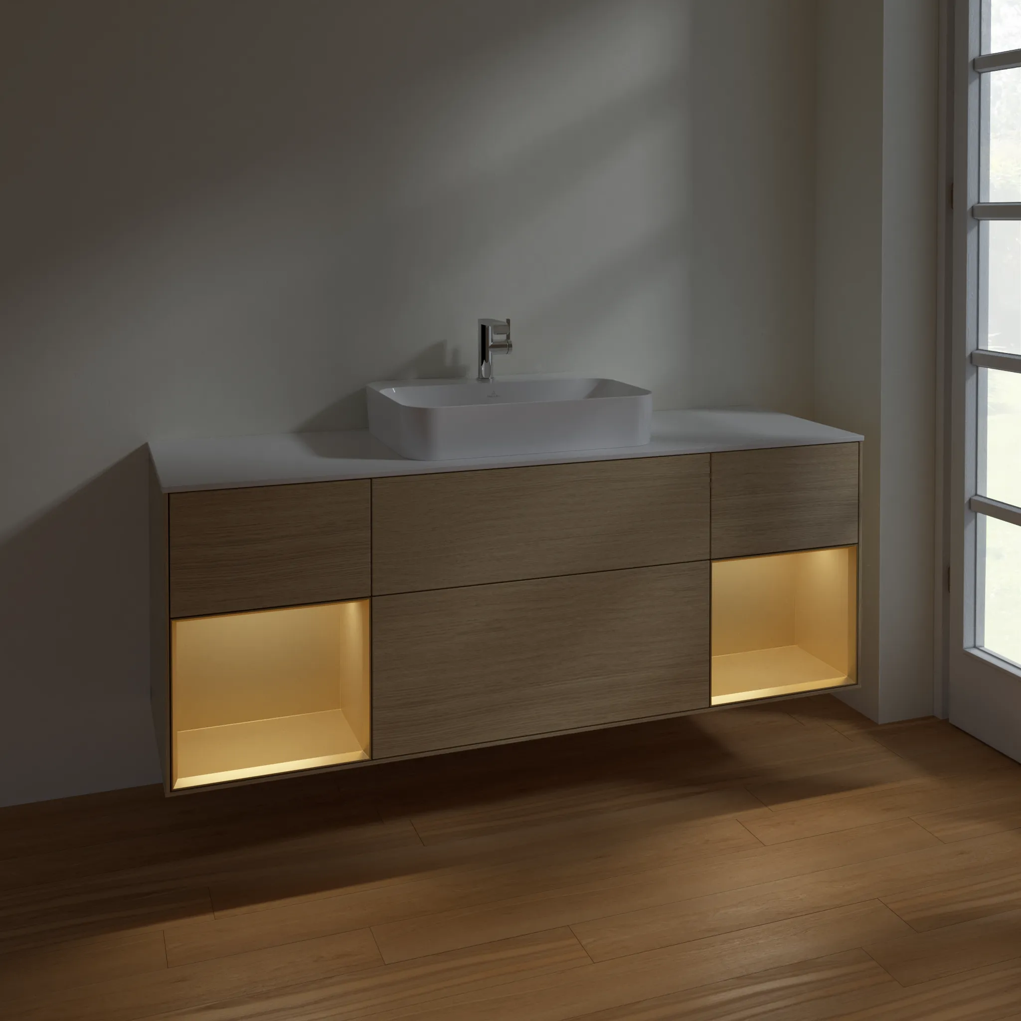 Villeroy & Boch Waschtischunterschrank „Finion“ für Schrankwaschtisch 1600 × 603 × 501 mm Oak Veneer, für Becken mittig