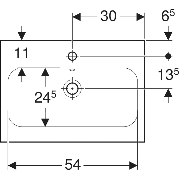 Wandwaschtisch „iCon Light“, mittig, rechteckig, Hahnlochposition mittig 60 × 42 cm mit KeraTect®