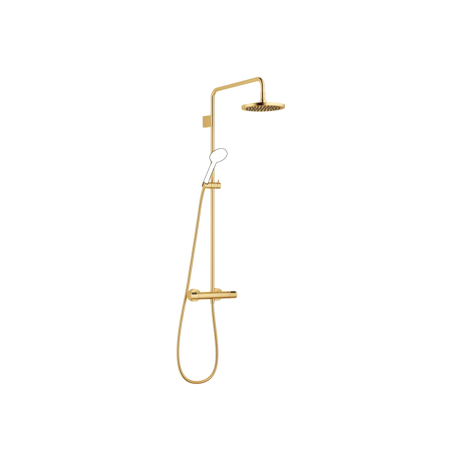 Dornbracht Showerpipe SERIENSPEZIFISCH mit Brause-Thermostat, 220 mm Gold gebürstet PVD, Höhe bis Regenbrause 980 mm Dornbracht Showerpipe SERIENSPEZIFISCH mit Brause-Thermostat, 220 mm Gold gebürstet PVD, Höhe bis Regenbrause 980 mm