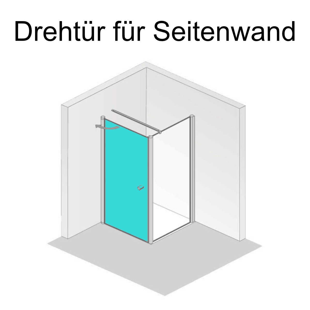 HSK teilgerahmte Drehtür für Seitenwand „Exklusiv 2.0“ für Seitenwand Glas Grau, Profile Alu Silber-matt, FM: 890 - 910 mm B: 900 mm H: 2000 mm