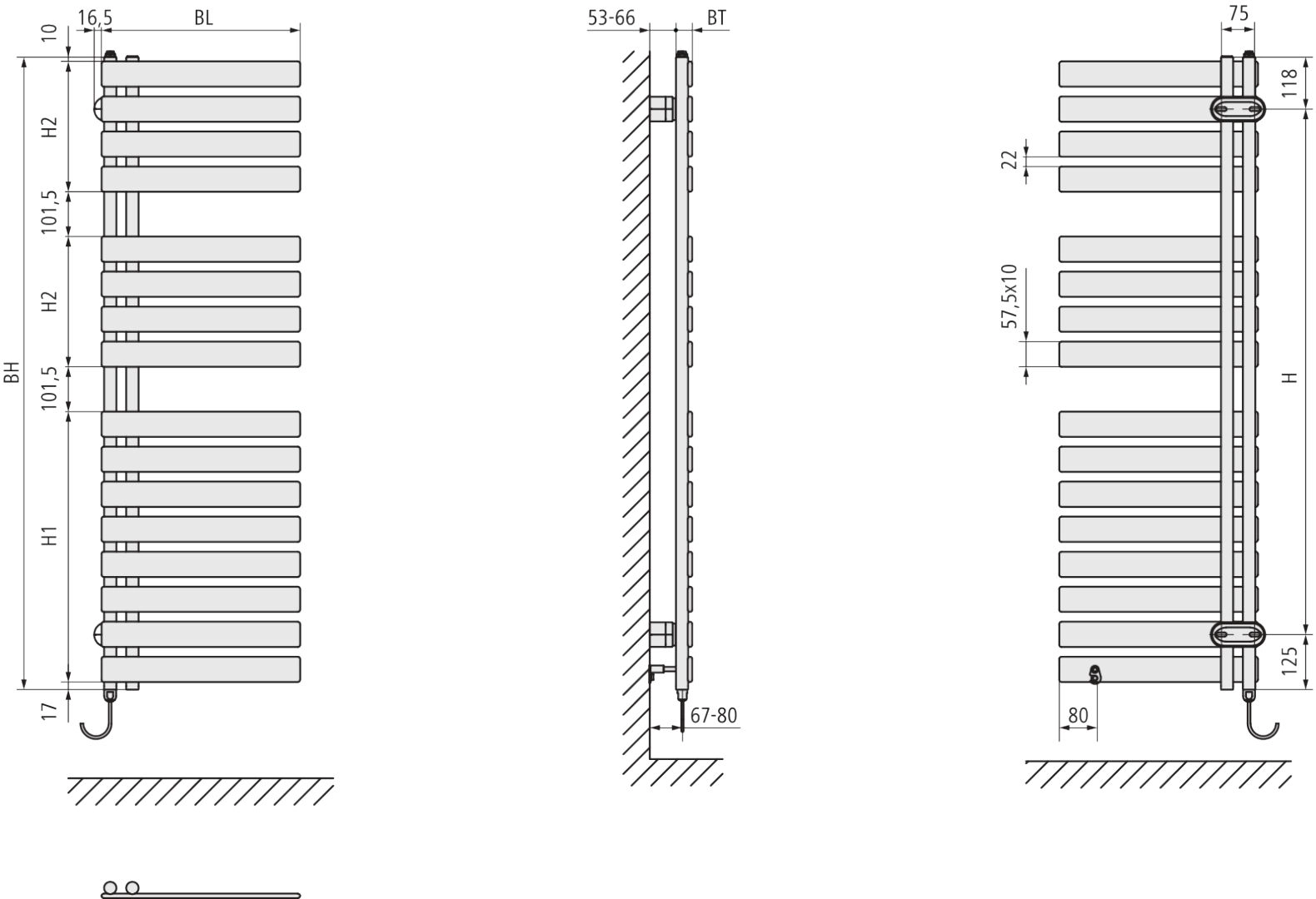 Kermi Design-Elektroheizkörper „Credo® Half® flat-E“ 60 × 143,6 cm