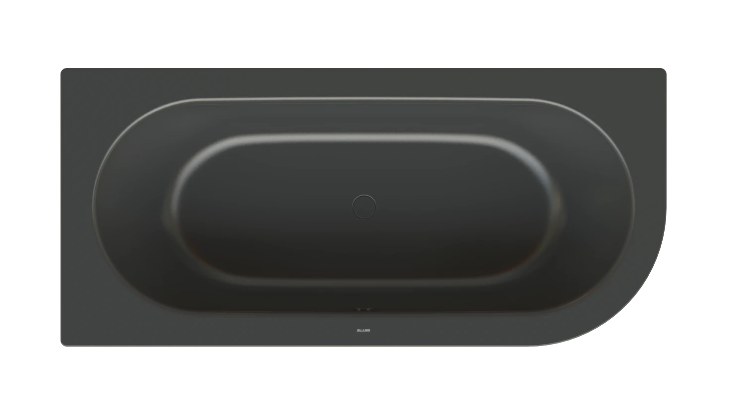 Bette BetteSilhouette Badewanne 1850x850x420 mm, Ebony, glasierter Titan-Stahl, 2-Sitzer, Eck-Einbau