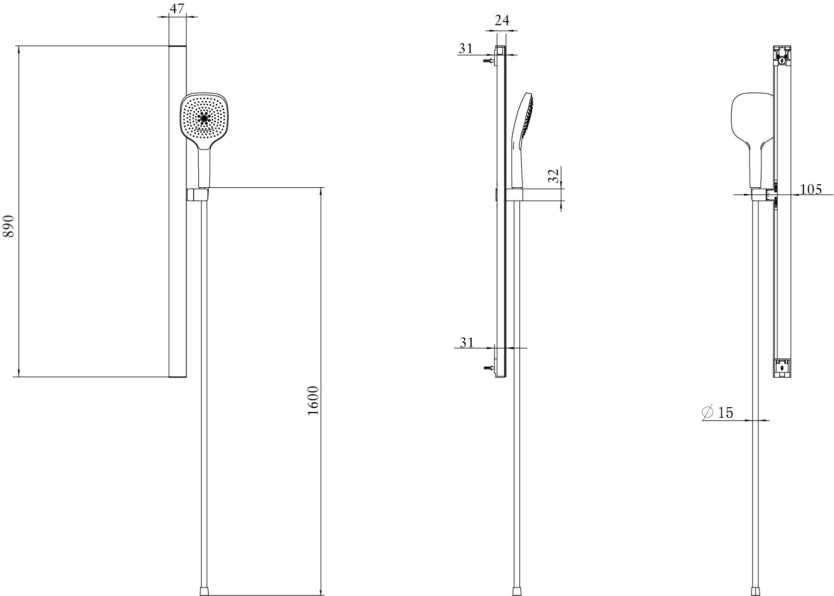 Gleitstangekombination „Infinity Showers“, Befestigung verdeckt in Chrom