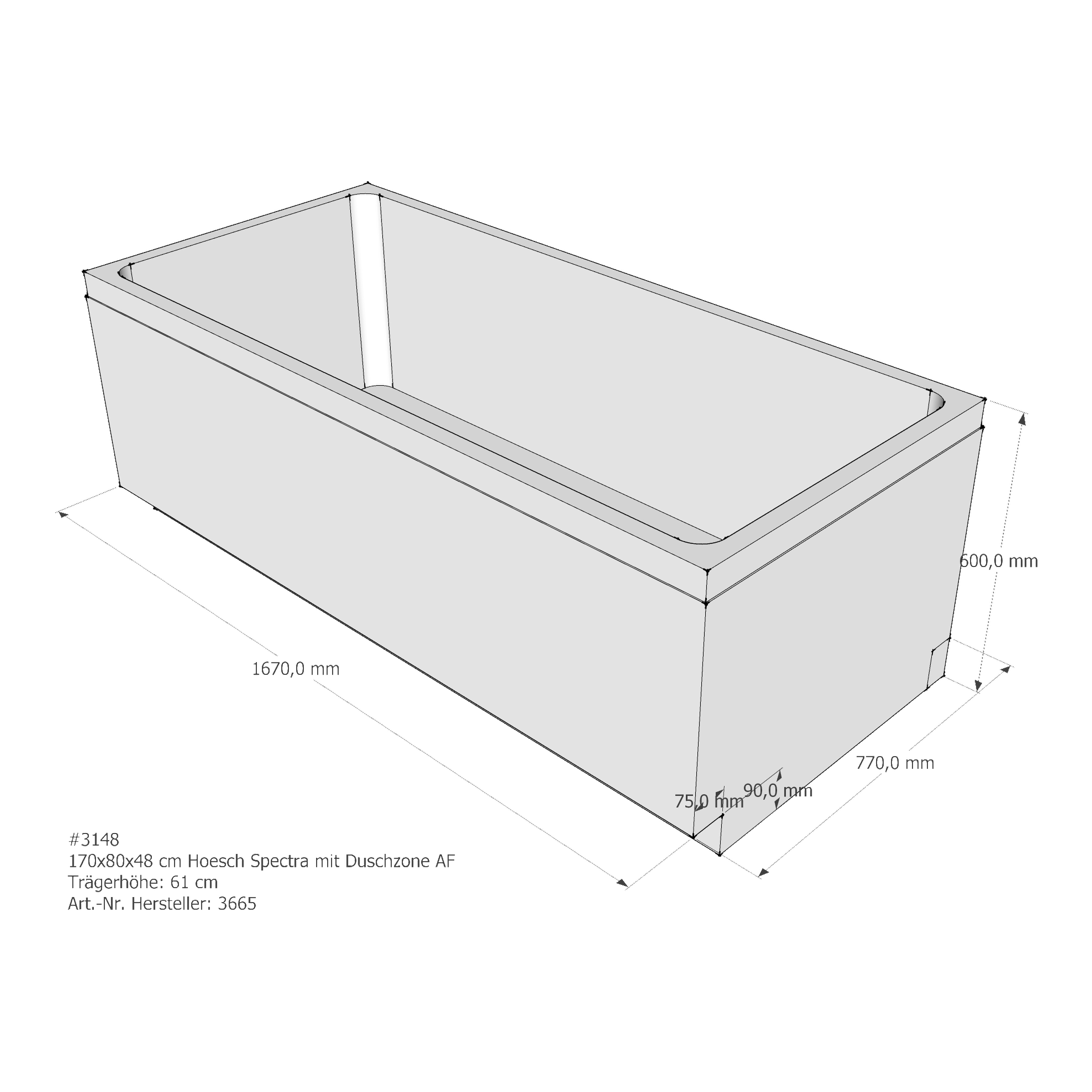 Badewannenträger für Hoesch Spectra 1700×800 170 × 80 × 48 cm Badewannenträger für Hoesch Spectra 1700×800 170 × 80 × 48 cm