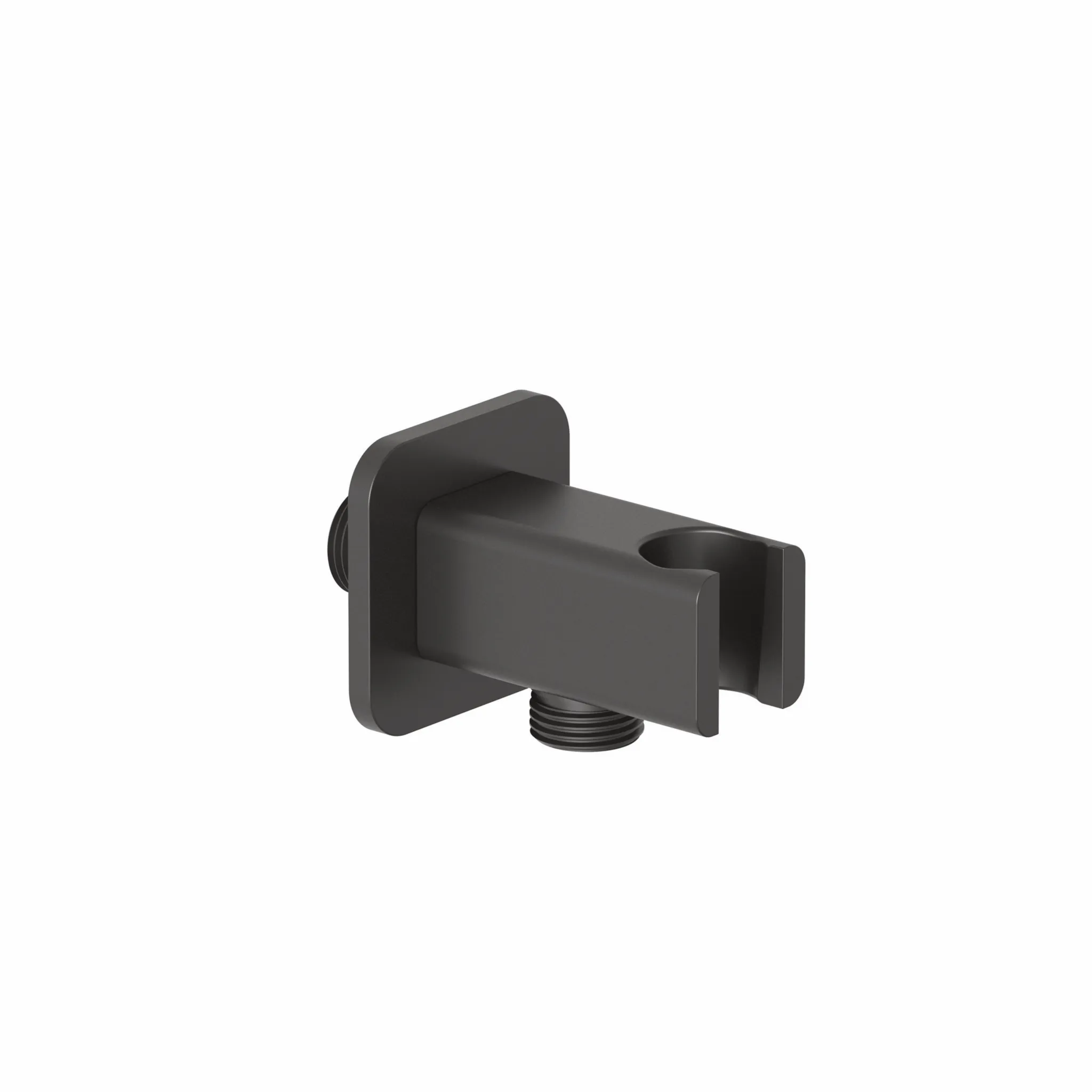Kludi A-QA Wandanschlussbogen mit Brausehalter, Mattschwarz, softedge, DN 15, Ausladung 48 mm