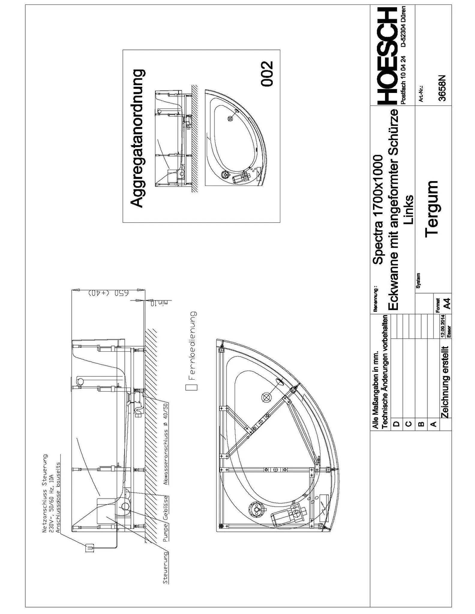 Hoesch Spectra Whirlwanne Eck 1700x1000 links, weiß/verchromt, Motor links Hoesch Spectra Whirlwanne Eck 1700x1000 links, weiß/verchromt, Motor links