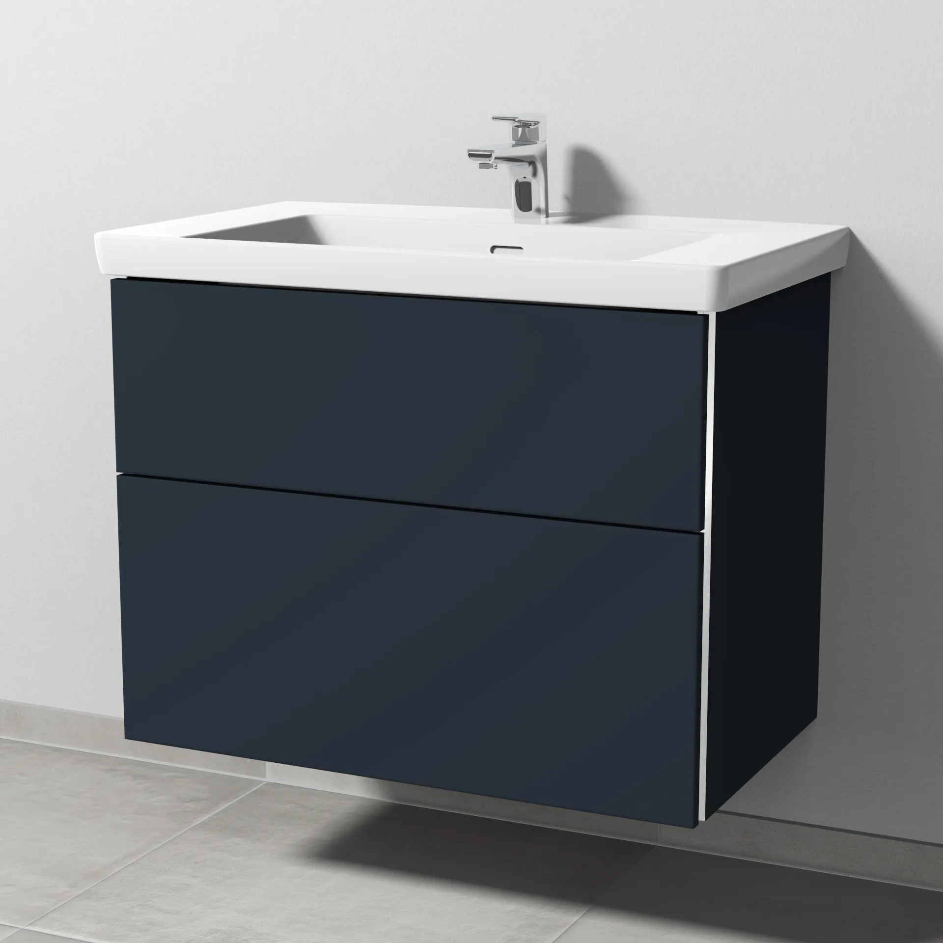Sanipa Waschtischunterschrank „3way“ 755 × 588 × 462 mm in Marine (matt), Becken mittig