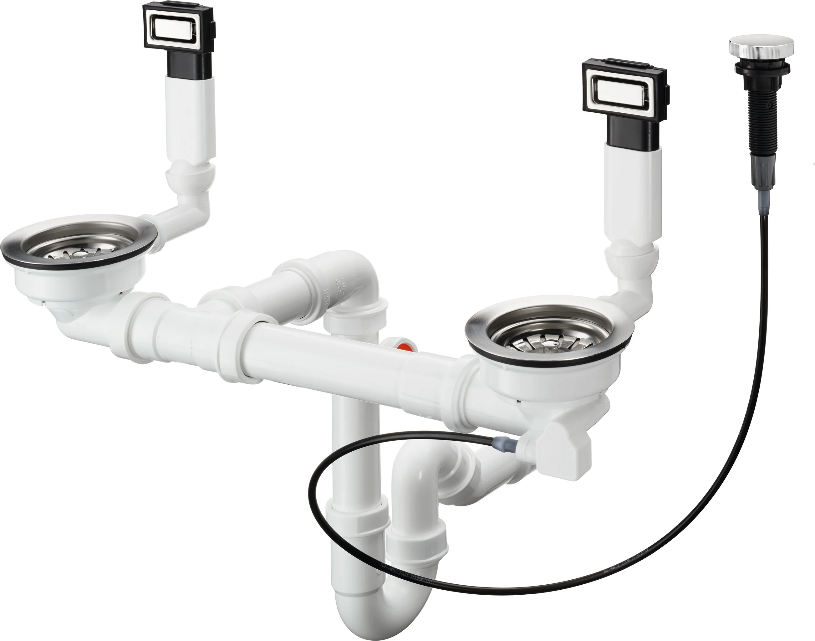 Hansgrohe Ab- und Überlaufgarnitur D15-11, Edelstahl, Excenterbedienung, Durchmesser 40/50 mm, 1 1/2" mit Raumsparablaufbogen