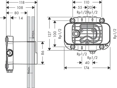 Hansgrohe AXOR One Grundkörper für Thermostatmodul Unterputz Hansgrohe AXOR One Grundkörper für Thermostatmodul Unterputz