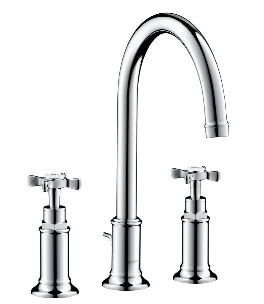 Hansgrohe AXOR Montreux 3-Loch Waschtischarmatur Chrom, ComfortZone 180, Ausladung 175 mm, Kreuzgriff, Laminarstrahl, max. Durchfluss 5 l/min